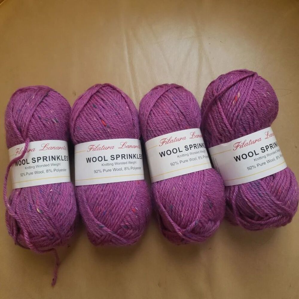 Filatura Lanarota Wool Sprinkles Orchid colored wool yarn 4 skeins @1.75 oz